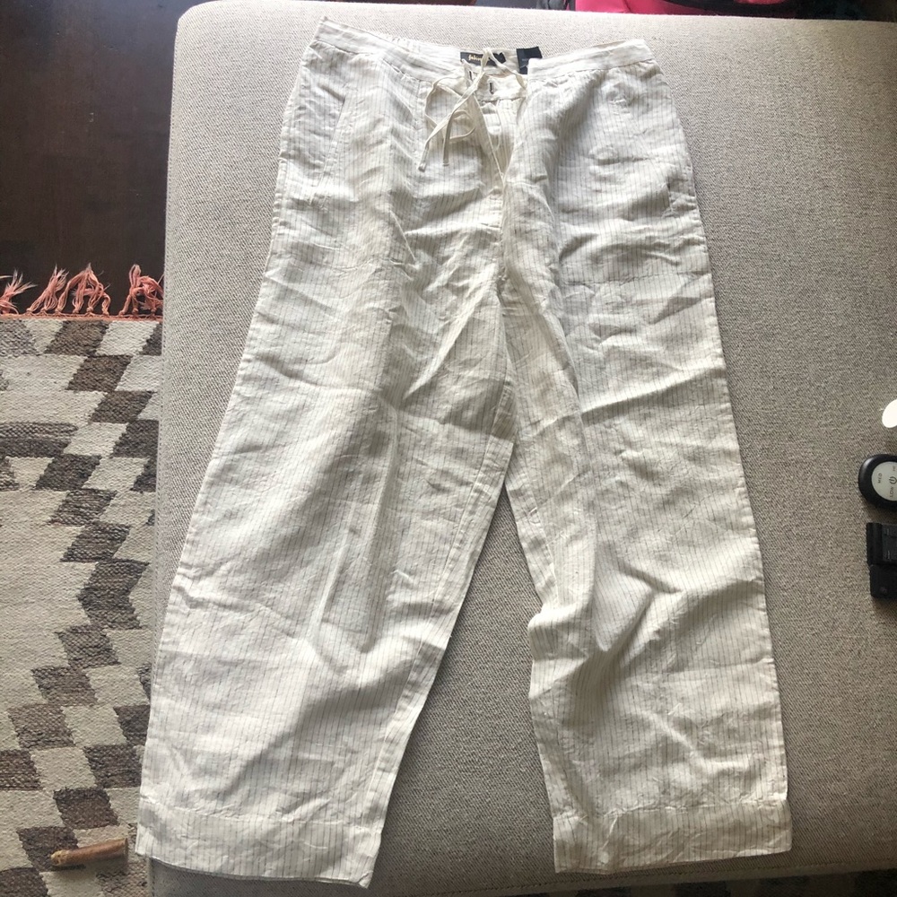 White linen pants size large BNWT